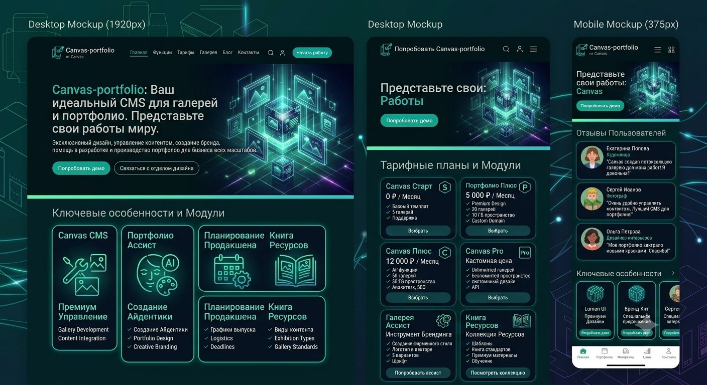 Canvas Portfolio CMS — превью